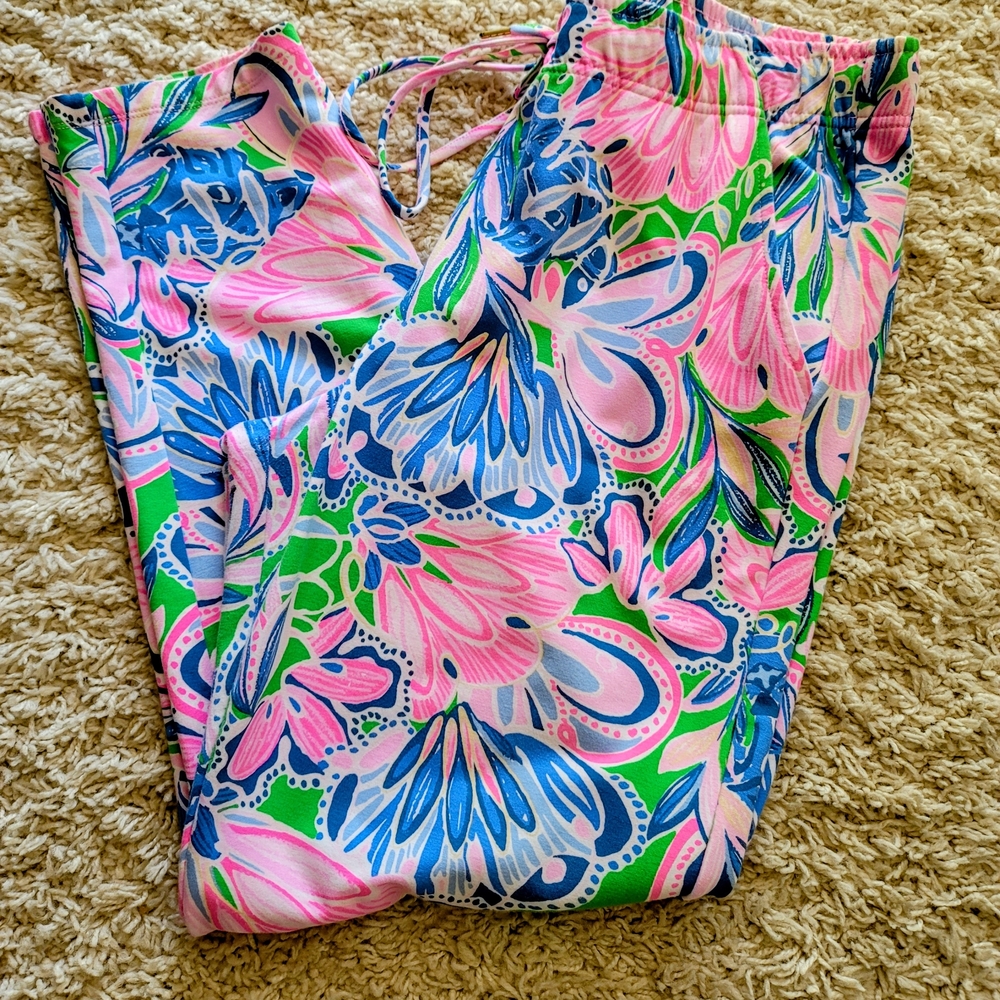 Lilly Pulitzer Pink and Blue Floral Pants